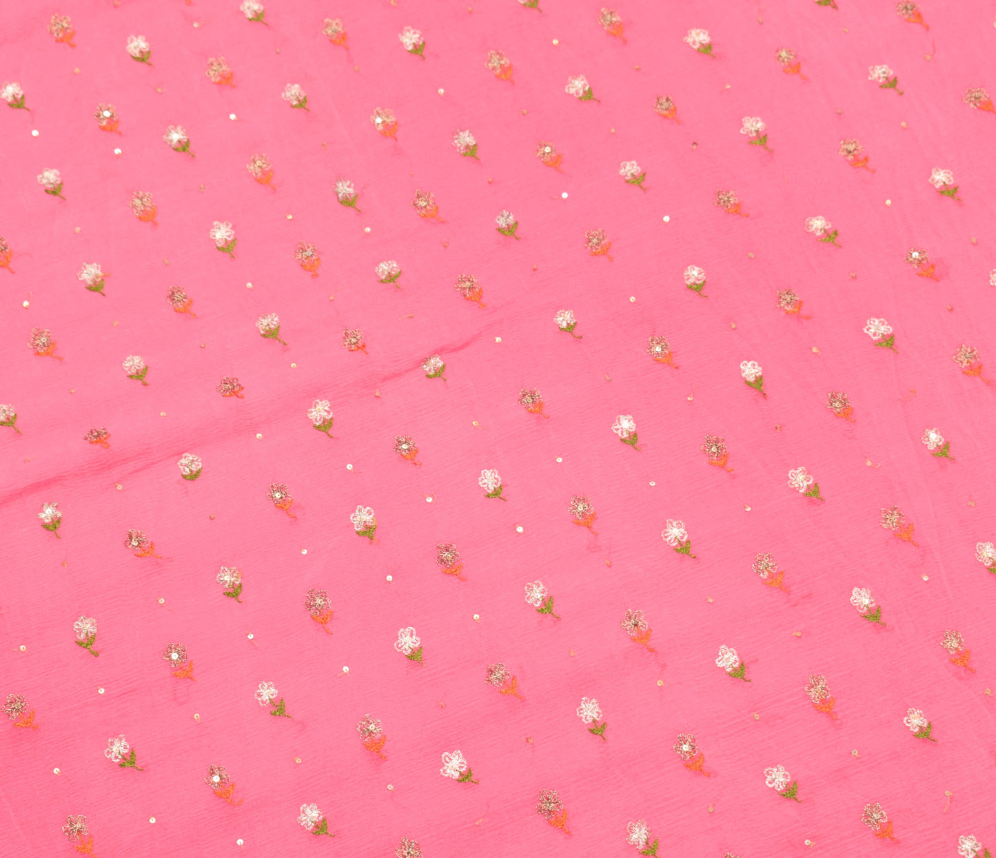 Sushila Vintage Pink Embroidered Dupatta Broad Border Pure Chiffon Long Stole