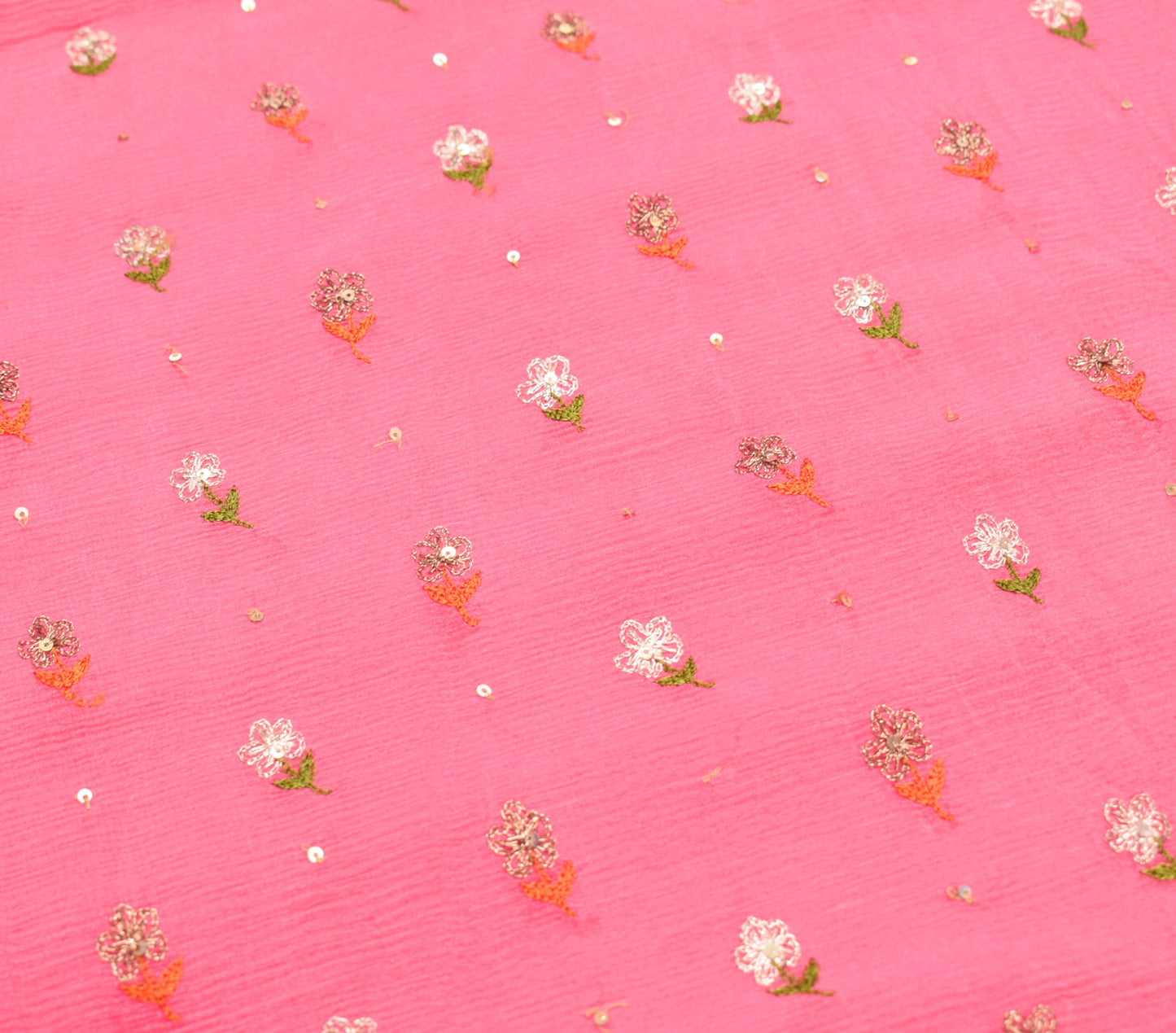 Sushila Vintage Pink Embroidered Dupatta Broad Border Pure Chiffon Long Stole