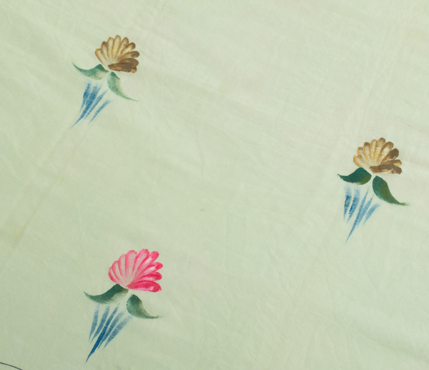 Sushila Vintage Pista Green Dupatta Hand Printed 100%Pure Cotton Silk Long Stole