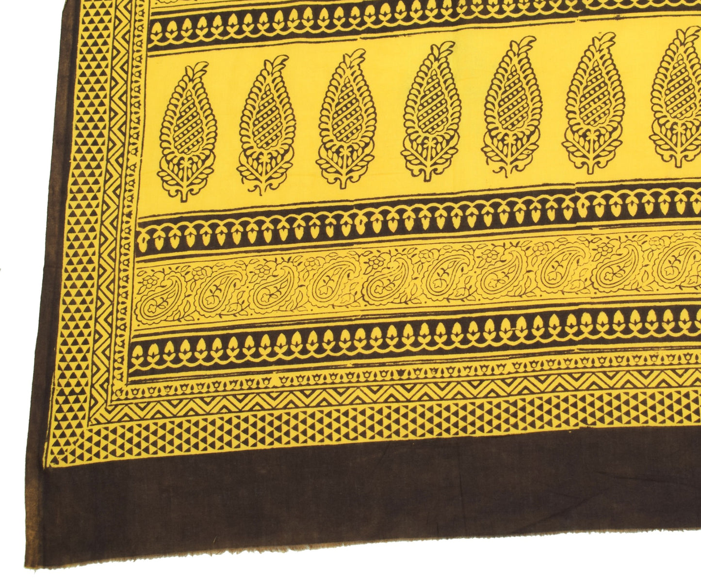 Sushila Vintage Hand Block Printed Dupatta Pure Cotton Yellow Soft Long Stole