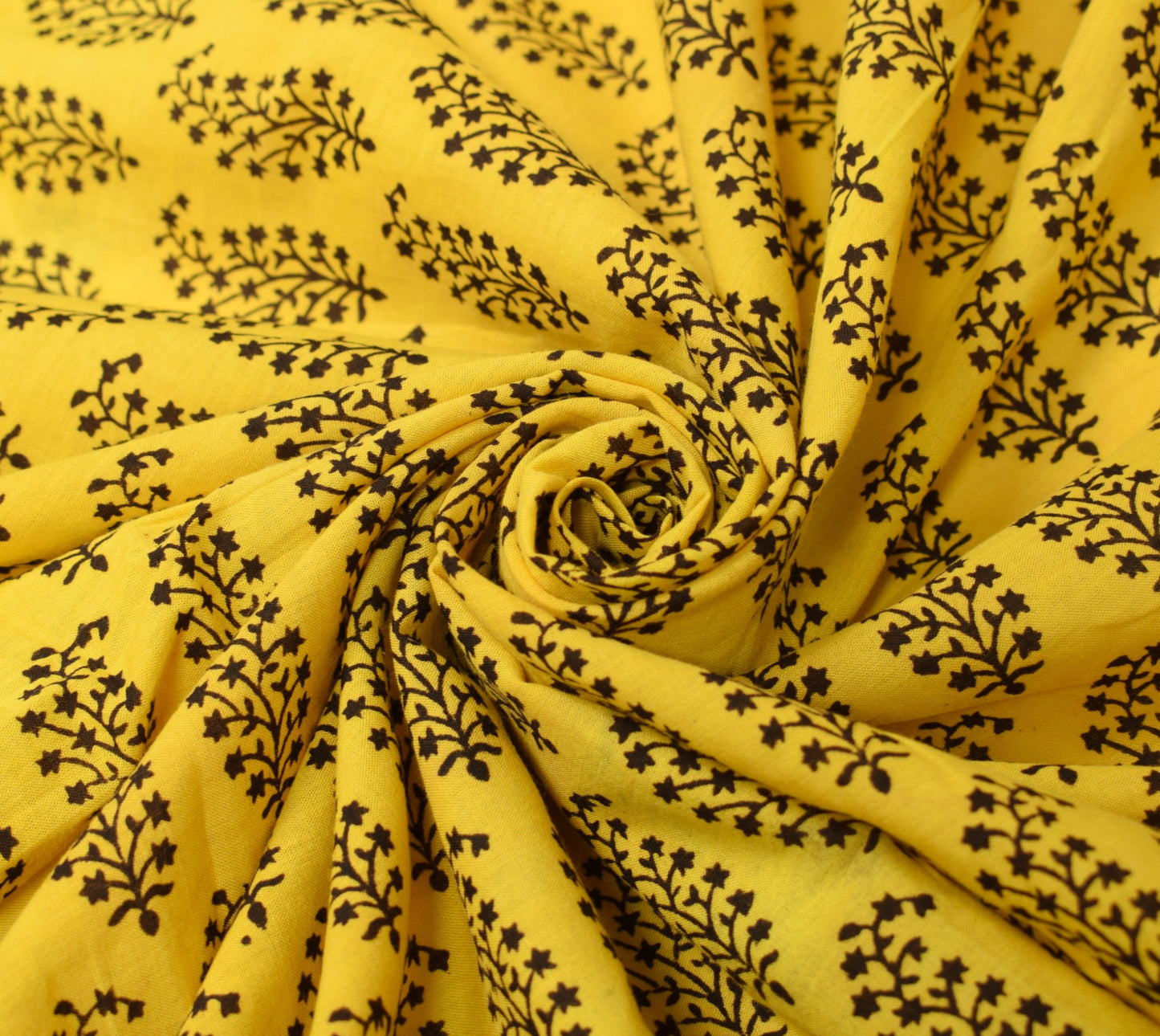 Sushila Vintage Hand Block Printed Dupatta Pure Cotton Yellow Soft Long Stole
