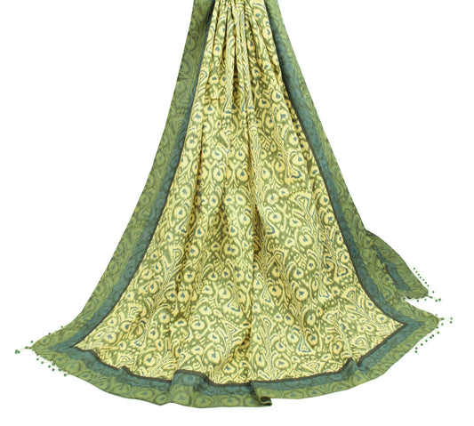 Sushila Vintage BEANDED Hand Printed Dupatta Pure Cotton Multi-Color Long Stole