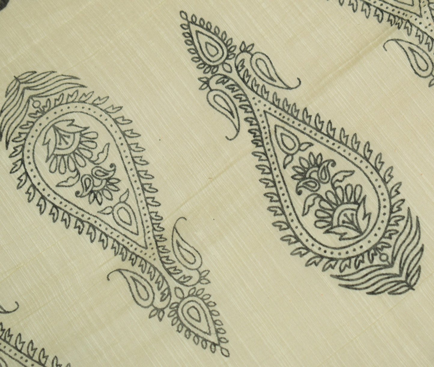 Sushila Vintage Art Silk Dupatta Cream Hand Block Printed Woven Long Stole Wrap
