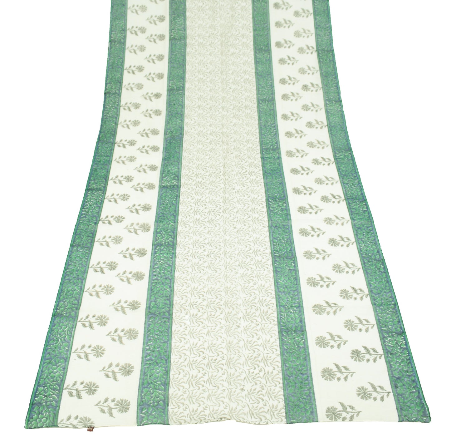 Sushila Vintage Hand Block Printed Dupatta White Floral Pure Cotton Long Stole