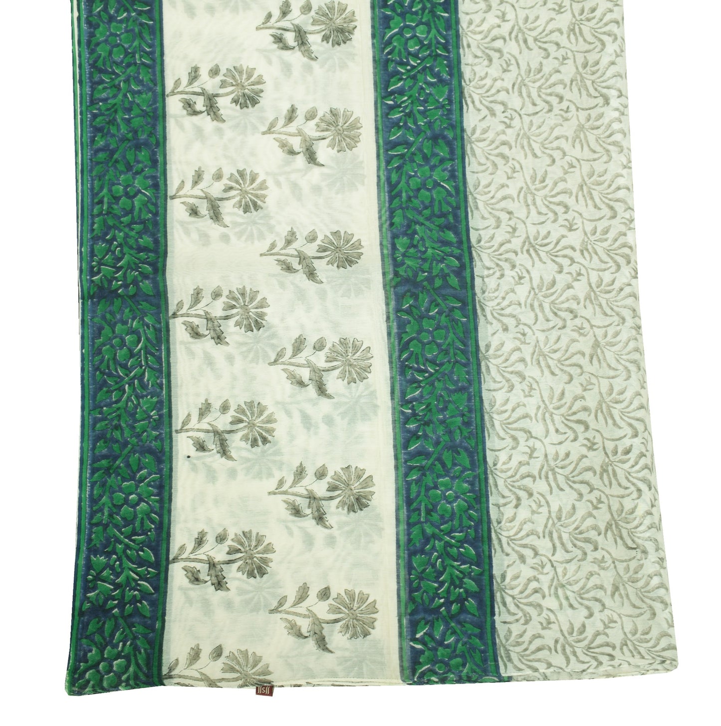 Sushila Vintage Hand Block Printed Dupatta White Floral Pure Cotton Long Stole