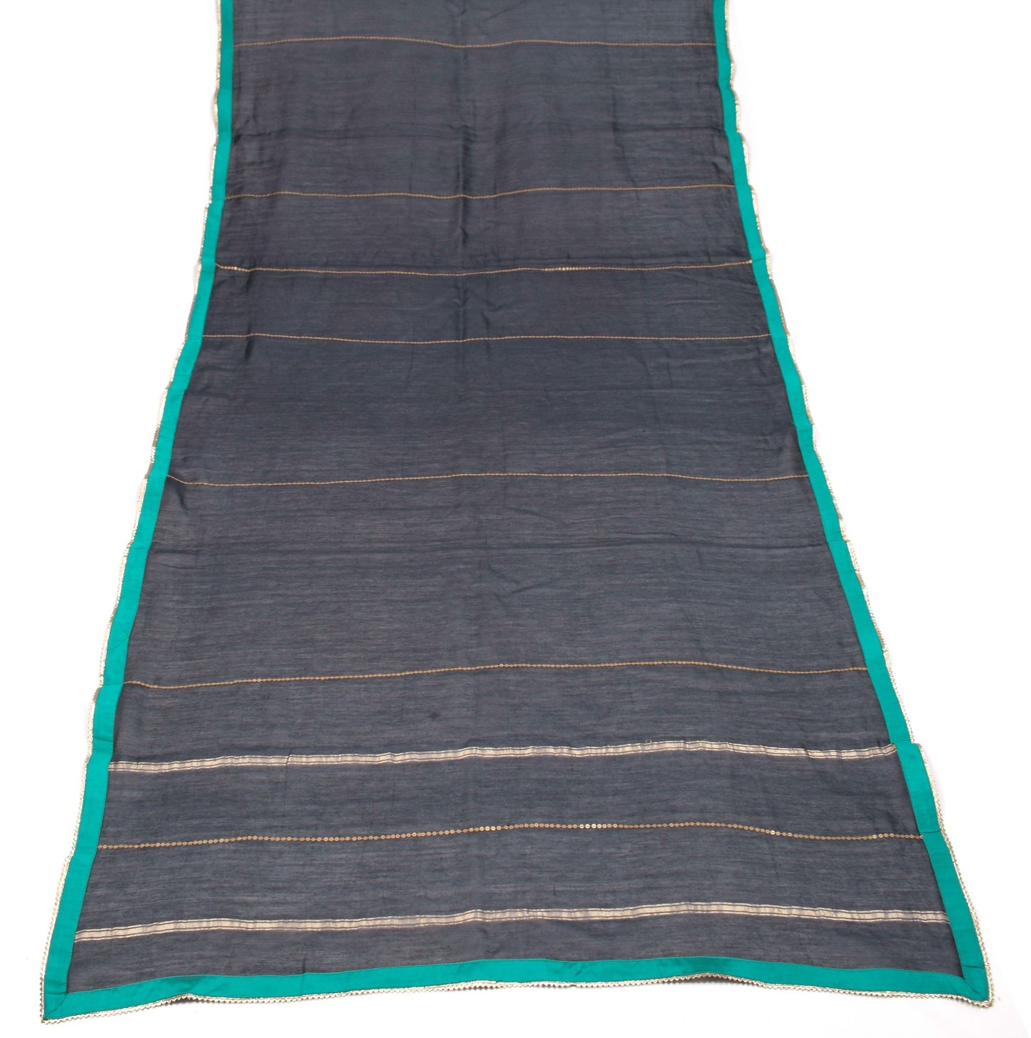 Sushila Vintage Black Woven Dupatta Contract Border Pure Cotton Silk Long Stole