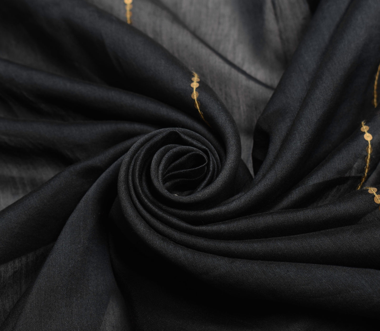 Sushila Vintage Black Woven Dupatta Contract Border Pure Cotton Silk Long Stole