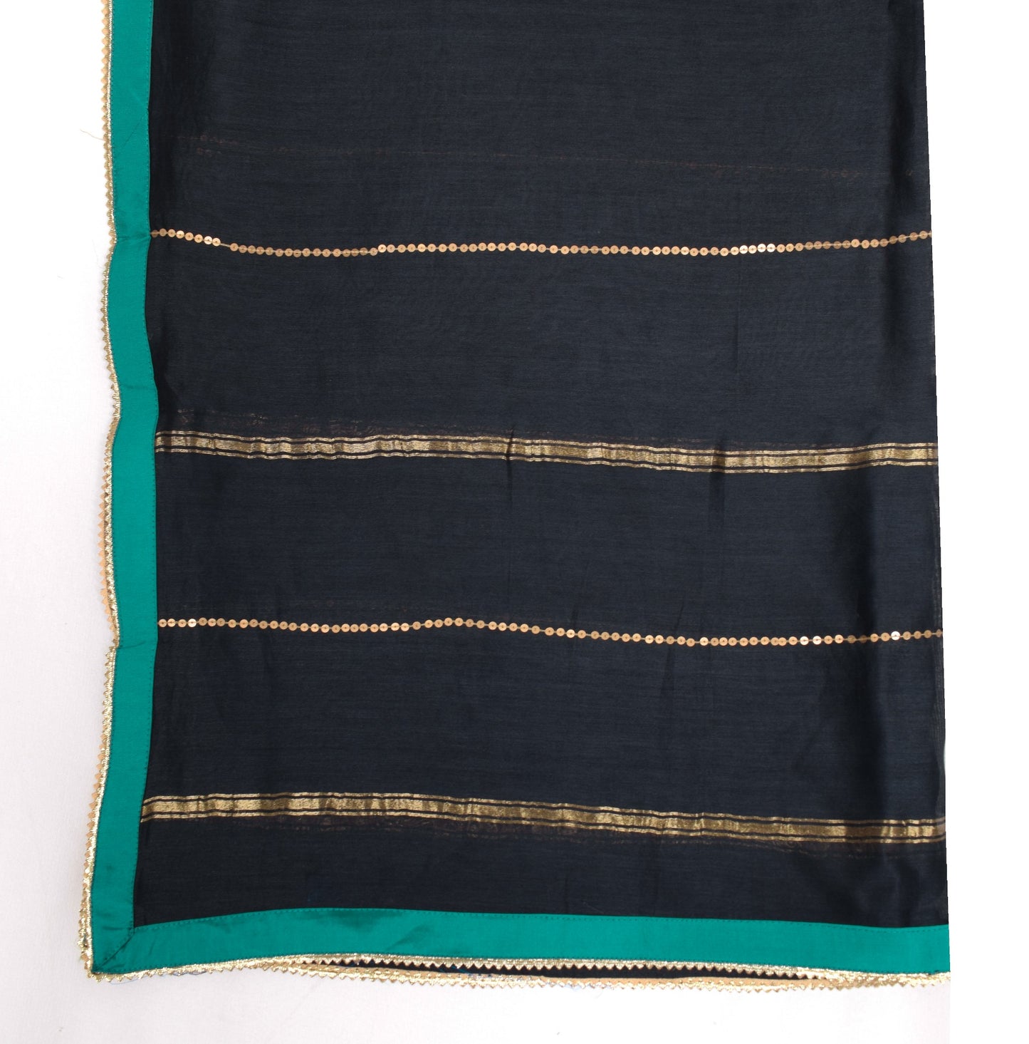 Sushila Vintage Black Woven Dupatta Contract Border Pure Cotton Silk Long Stole