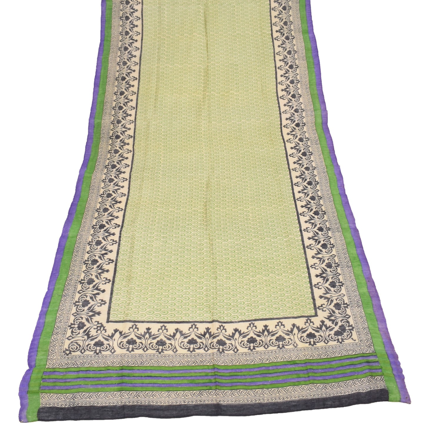 Sushila Vintage Cream Dupatta Pure Woolen Hand Block Printed Long Stole Shawl