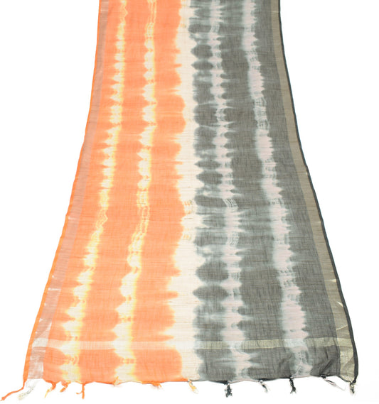 Sushila Vintage Tie-Dye Dupatta Pure Linen Stripes Printed & Woven Long Stole