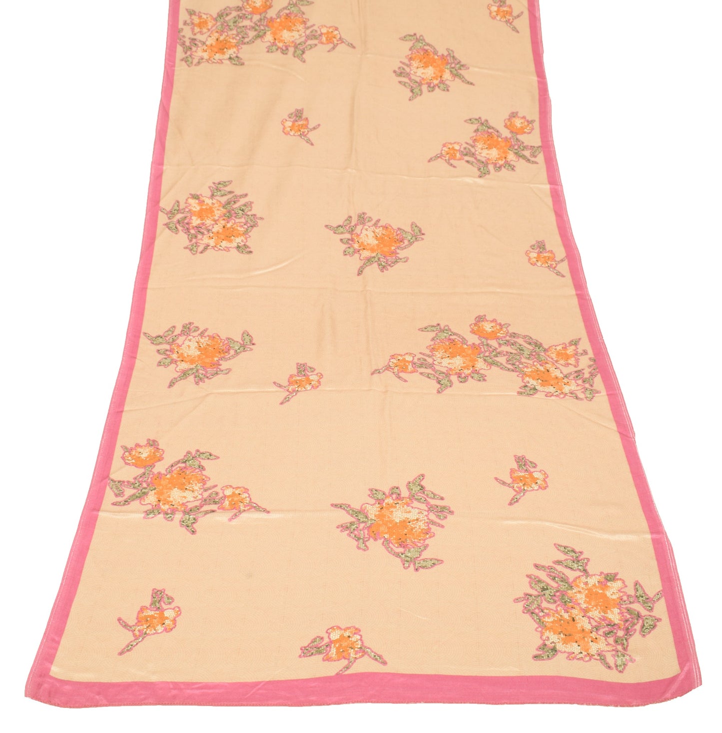 Sushila Vintage Pure Rayon Dupatta Printed Light Brown Soft & Smooth Long Stole