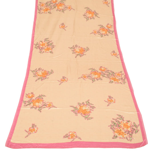 Sushila Vintage Pure Rayon Dupatta Printed Light Brown Soft & Smooth Long Stole