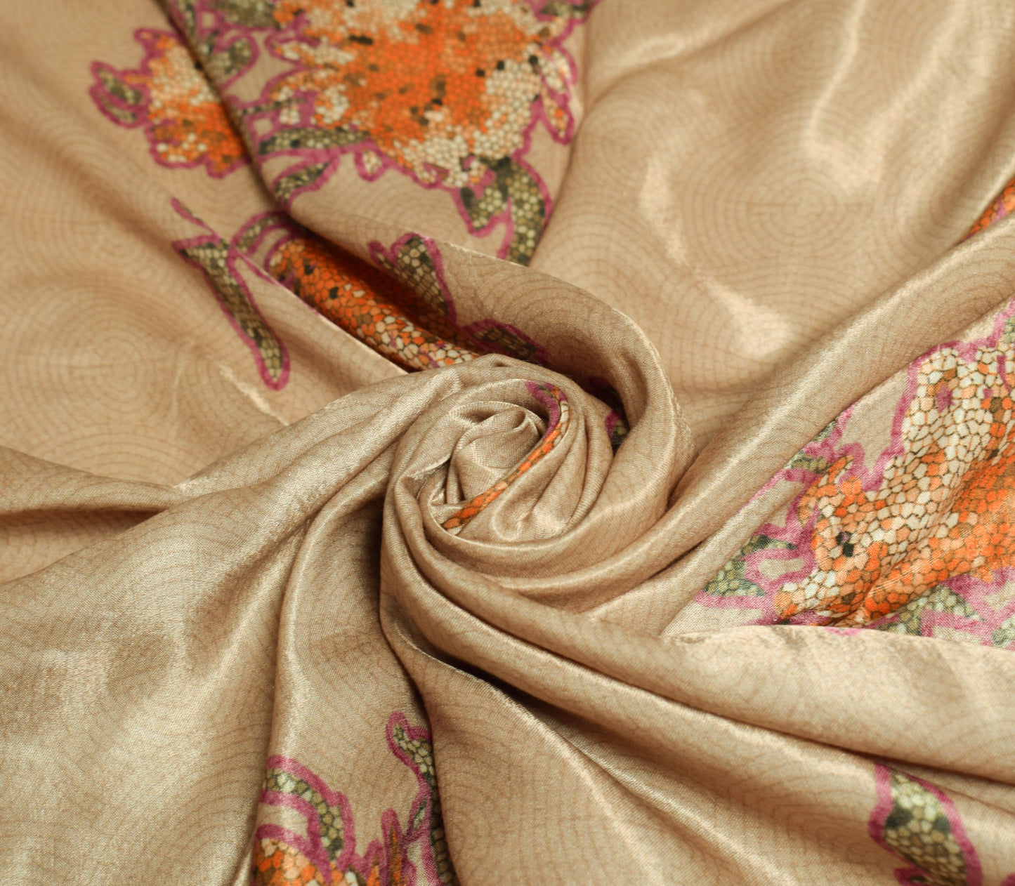 Sushila Vintage Pure Rayon Dupatta Printed Light Brown Soft & Smooth Long Stole