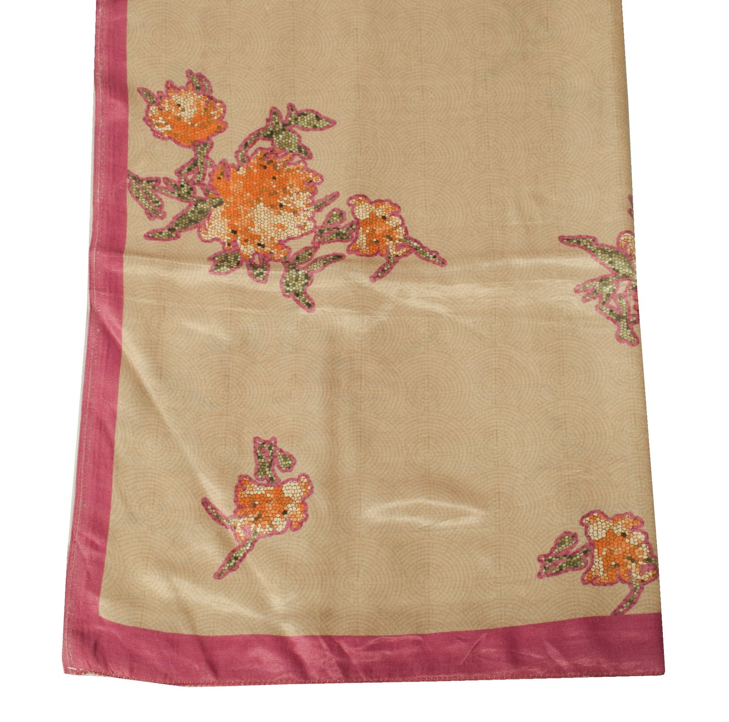 Sushila Vintage Pure Rayon Dupatta Printed Light Brown Soft & Smooth Long Stole