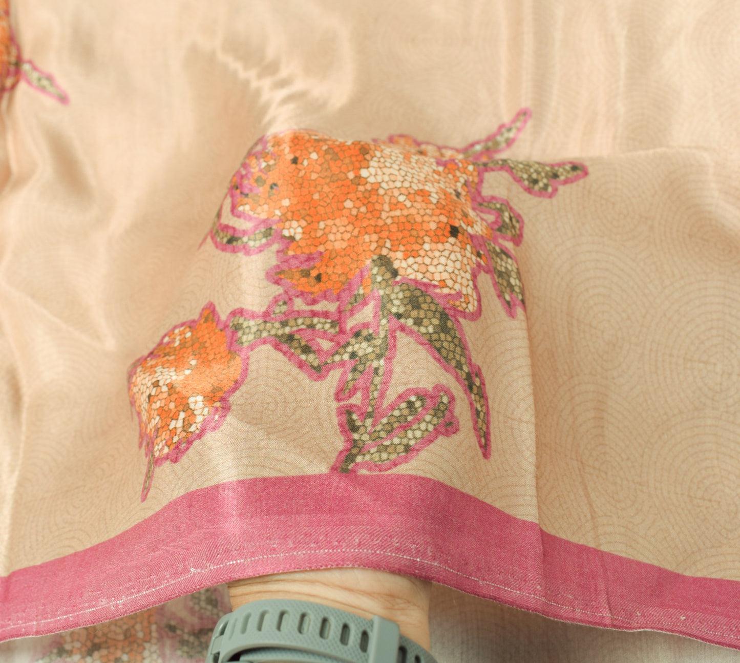 Sushila Vintage Pure Rayon Dupatta Printed Light Brown Soft & Smooth Long Stole