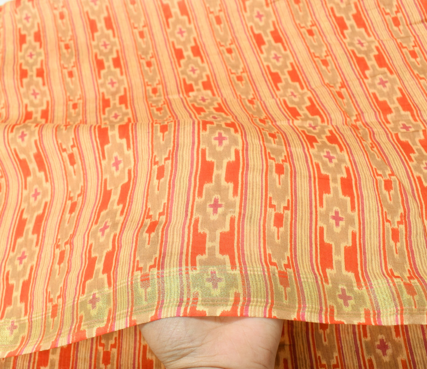 Sushila Vintage Yellow BRANDED Dupatta Hand Block Printed Pure Cotton Silk Stole