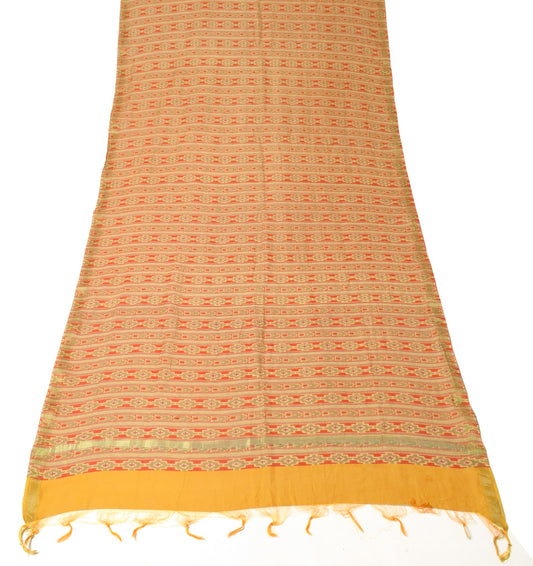 Sushila Vintage Yellow BRANDED Dupatta Hand Block Printed Pure Cotton Silk Stole
