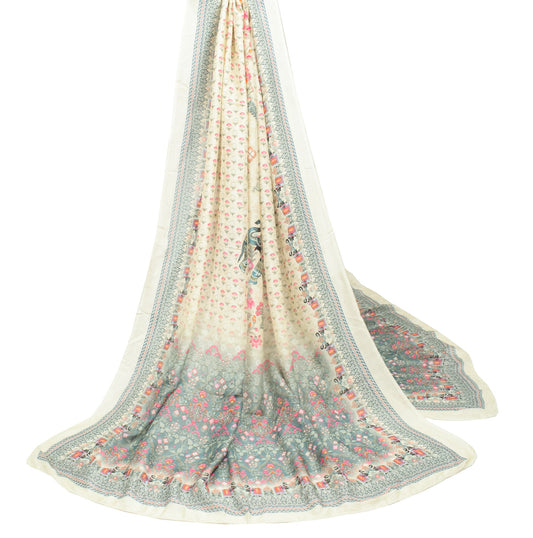 Sushila Vintage Nyanza Green Dupatta Pure Cotton Elephant Printed Soft LongStole