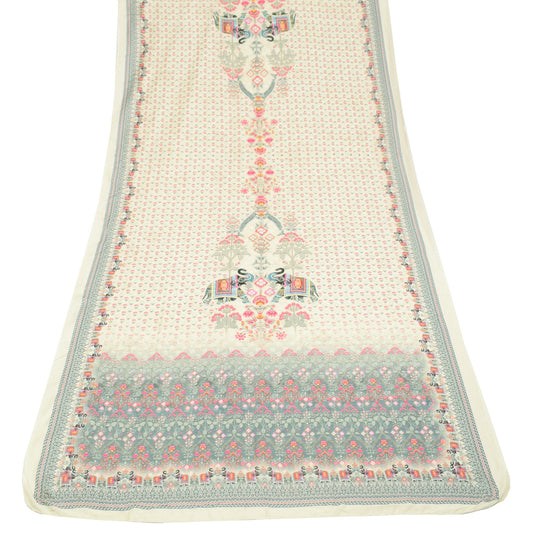 Sushila Vintage Nyanza Green Dupatta Pure Cotton Elephant Printed Soft LongStole