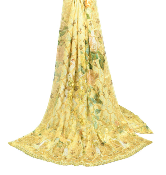 Sushila Vintage Yellow Dupatta Digital Printed Pure Georgette Silk Long Stole