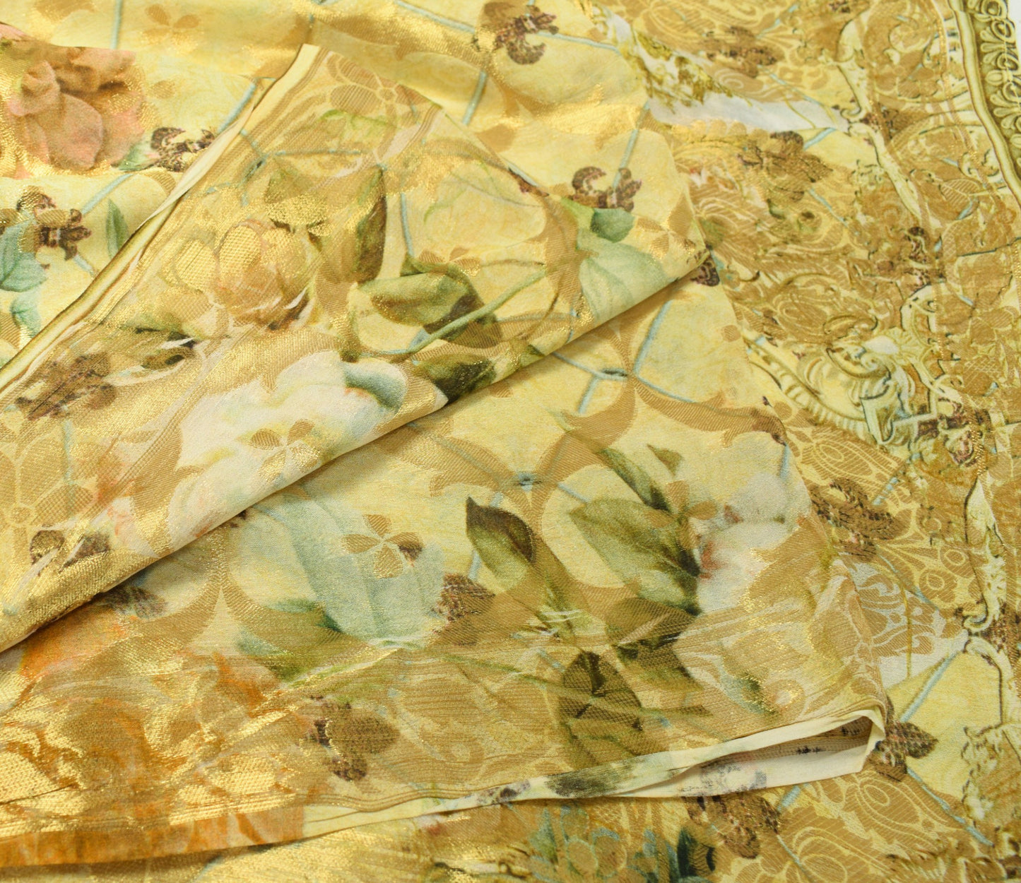 Sushila Vintage Yellow Dupatta Digital Printed Pure Georgette Silk Long Stole