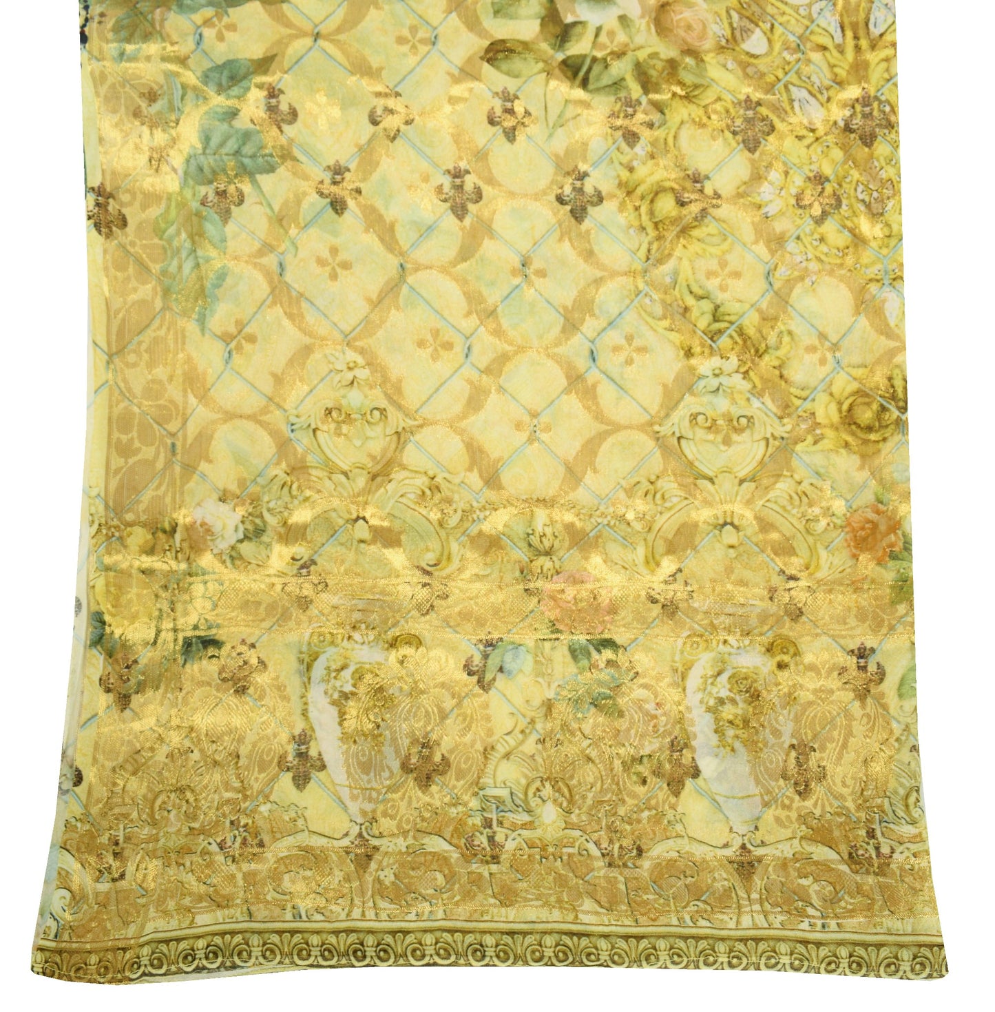 Sushila Vintage Yellow Dupatta Digital Printed Pure Georgette Silk Long Stole