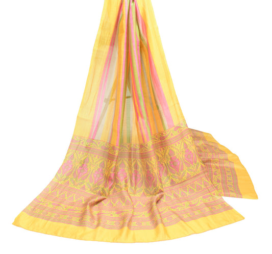 Sushila Vintage 100% Pure Cotton Dupatta Stripes Printed Multi-Color Long Stole