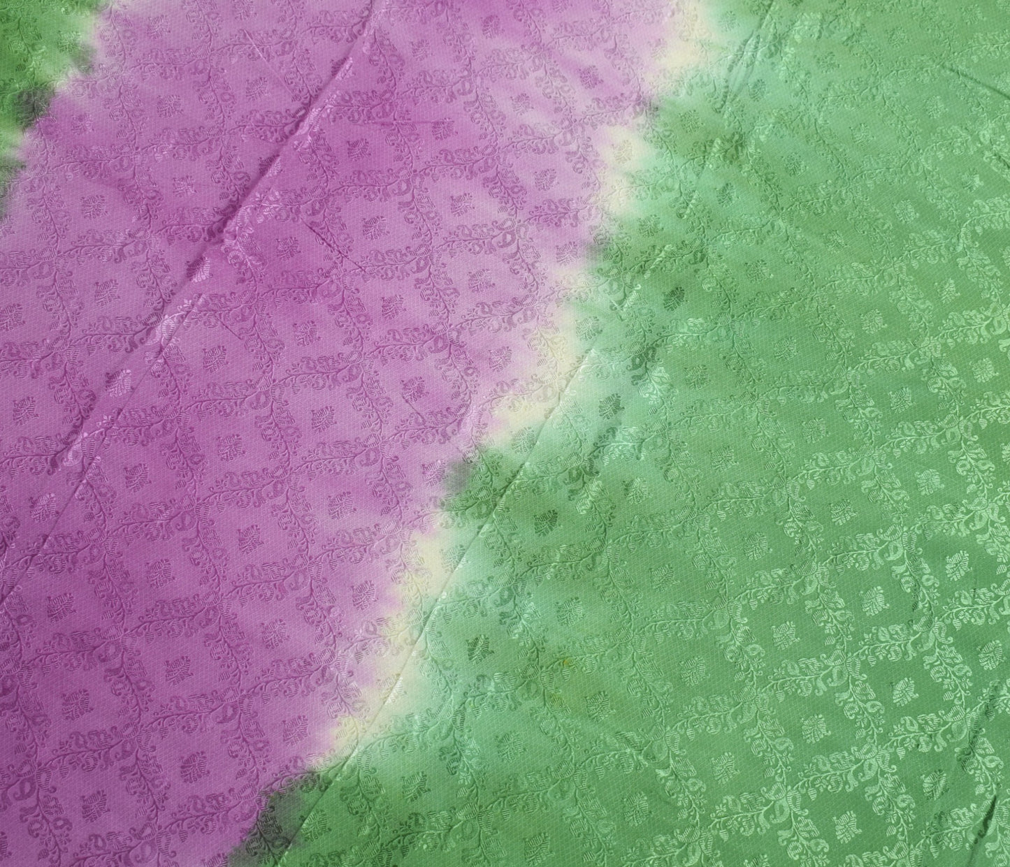 Sushila Vintage Green Purple Dupatta Pure Georgette Floral Woven Soft Long Stole