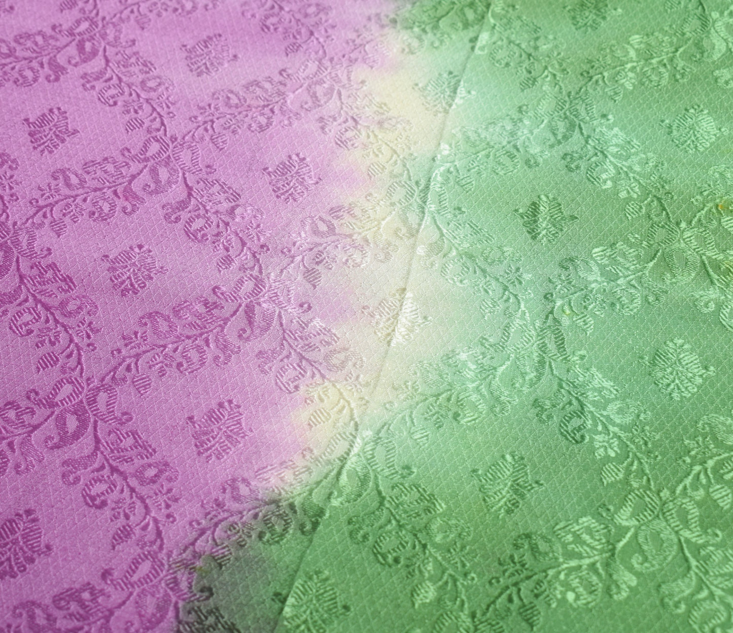 Sushila Vintage Green Purple Dupatta Pure Georgette Floral Woven Soft Long Stole