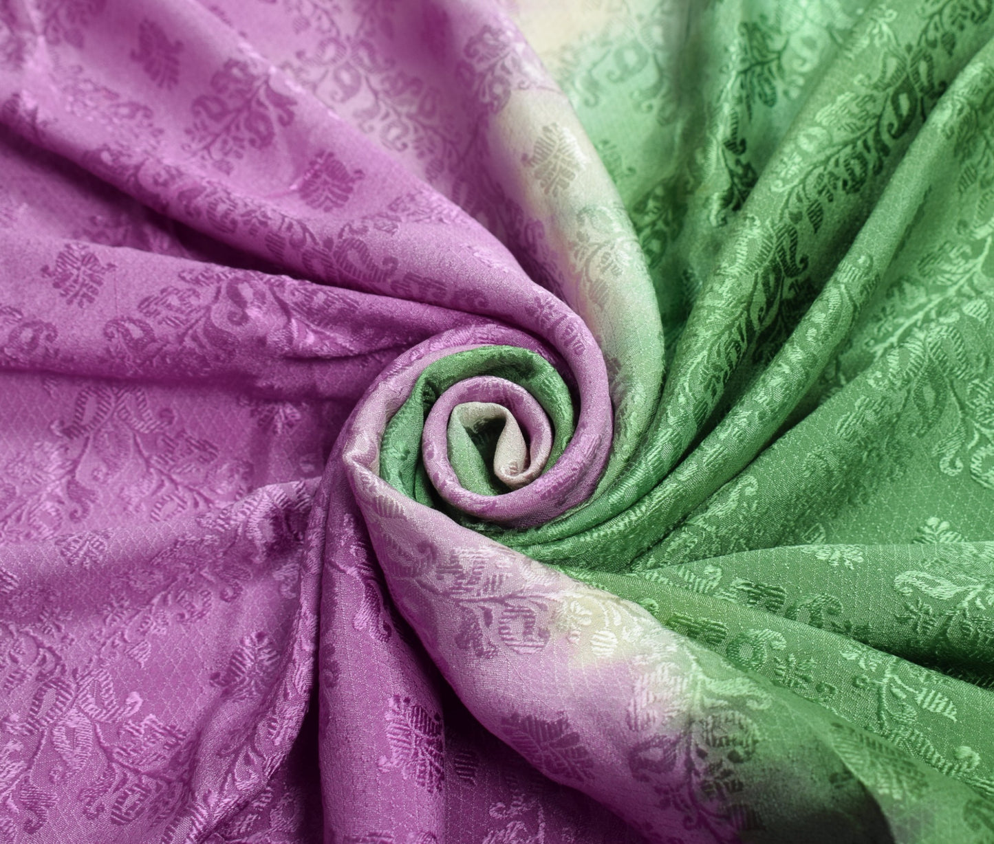 Sushila Vintage Green Purple Dupatta Pure Georgette Floral Woven Soft Long Stole