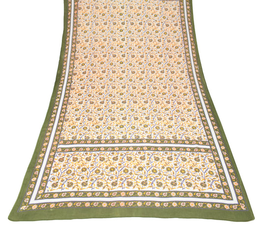 Sushila Vintage White Floral Dupatta Pure Cotton Hand Block Print Soft LongStole