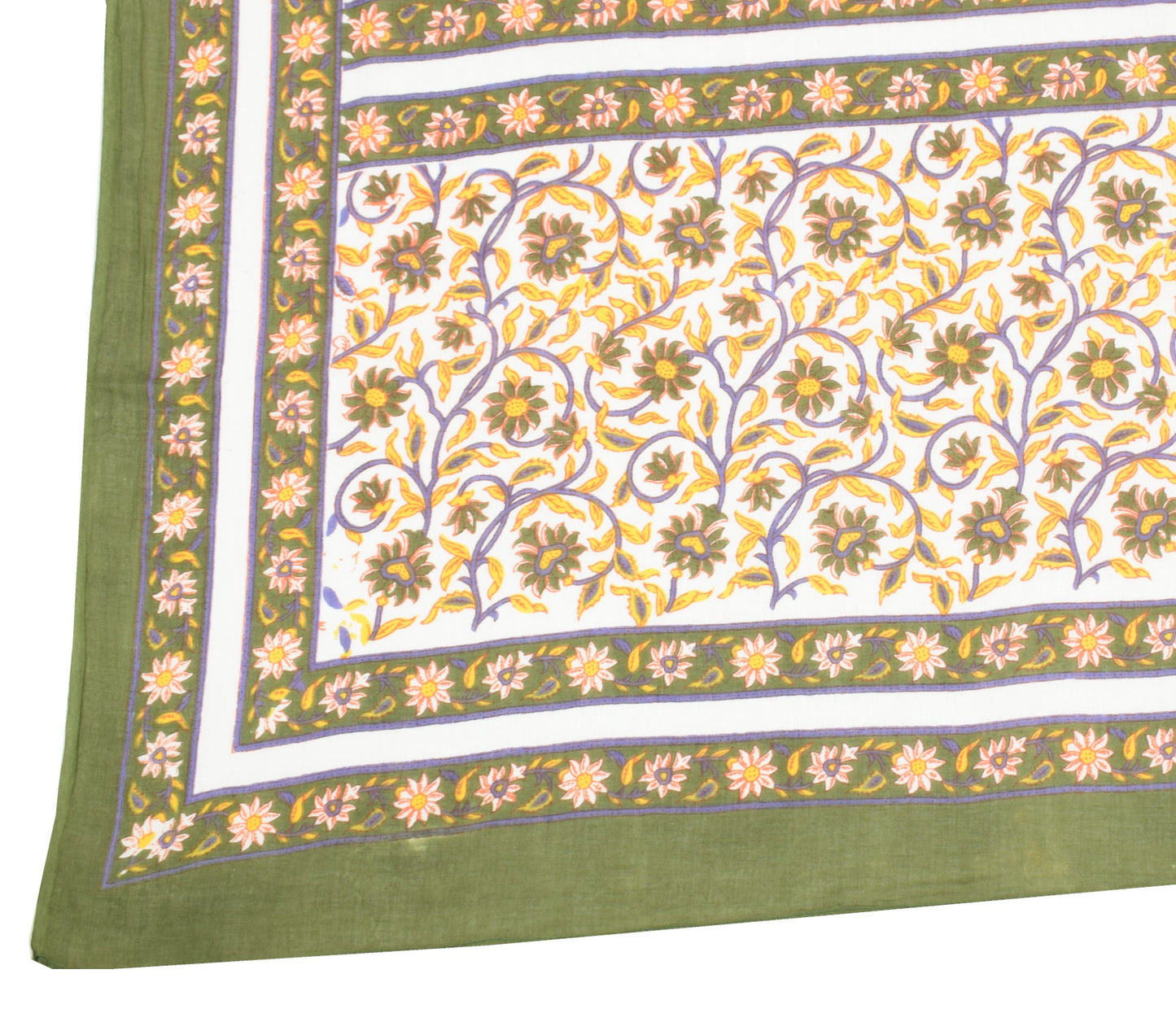 Sushila Vintage White Floral Dupatta Pure Cotton Hand Block Print Soft LongStole