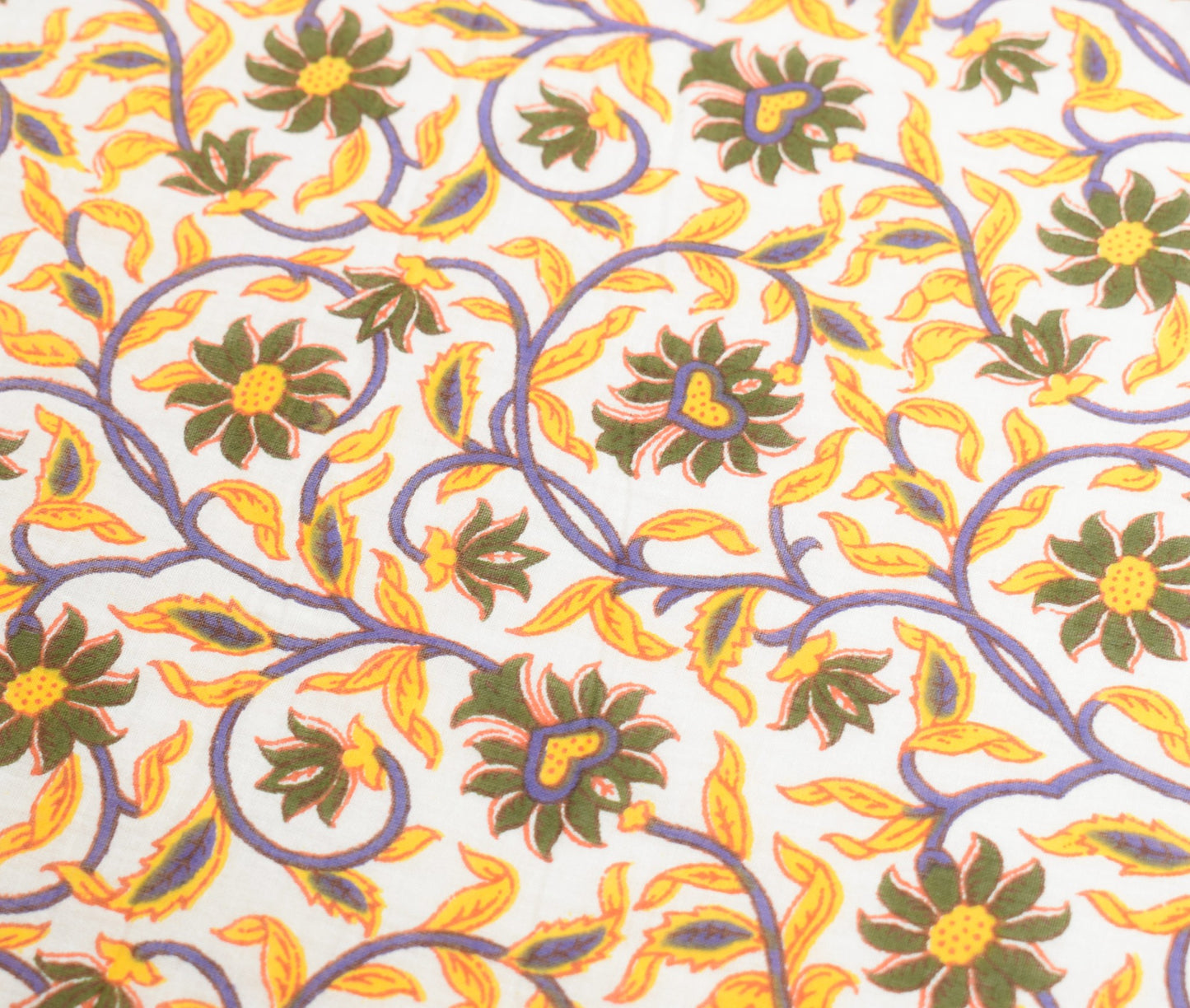Sushila Vintage White Floral Dupatta Pure Cotton Hand Block Print Soft LongStole
