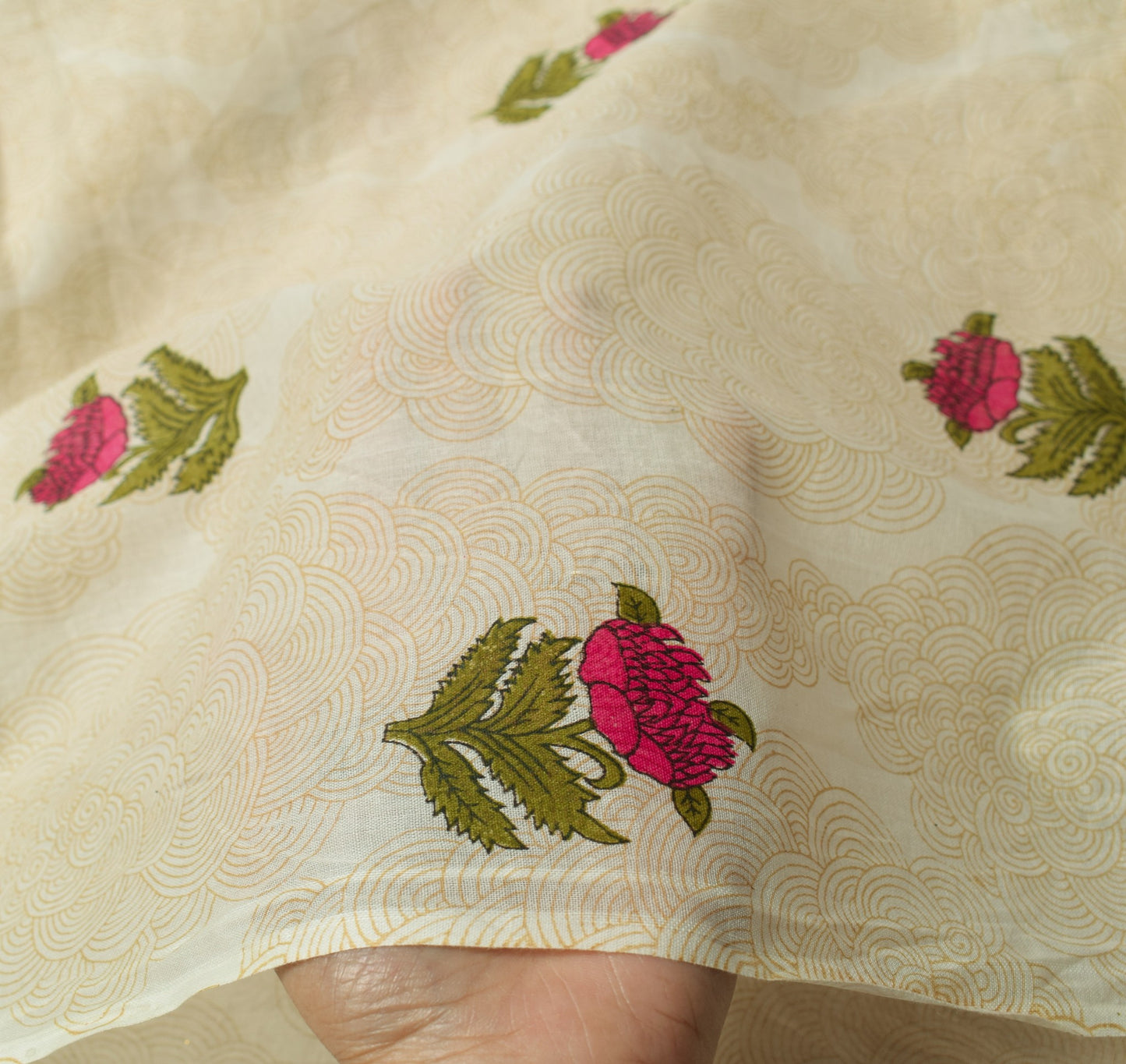 Sushila Vintage BRANDED White Dupatta Hand Block Printed Pure Cotton Long Stole