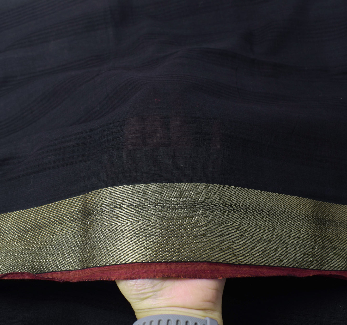 Sushila Vintage Black Dupatta Pure Cotton Woven Zari Broacde Long Stole Hijab