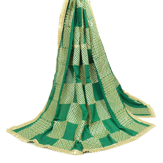 Sushila Vintage Dark Green Dupatta Pure Chiffon Gotta Patti Wedding Long Stole