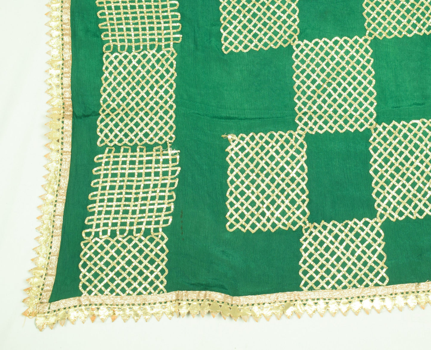 Sushila Vintage Dark Green Dupatta Pure Chiffon Gotta Patti Wedding Long Stole
