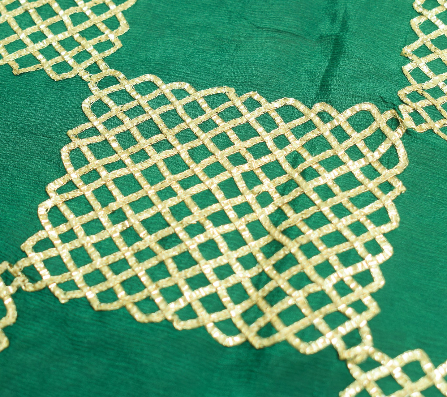 Sushila Vintage Dark Green Dupatta Pure Chiffon Gotta Patti Wedding Long Stole