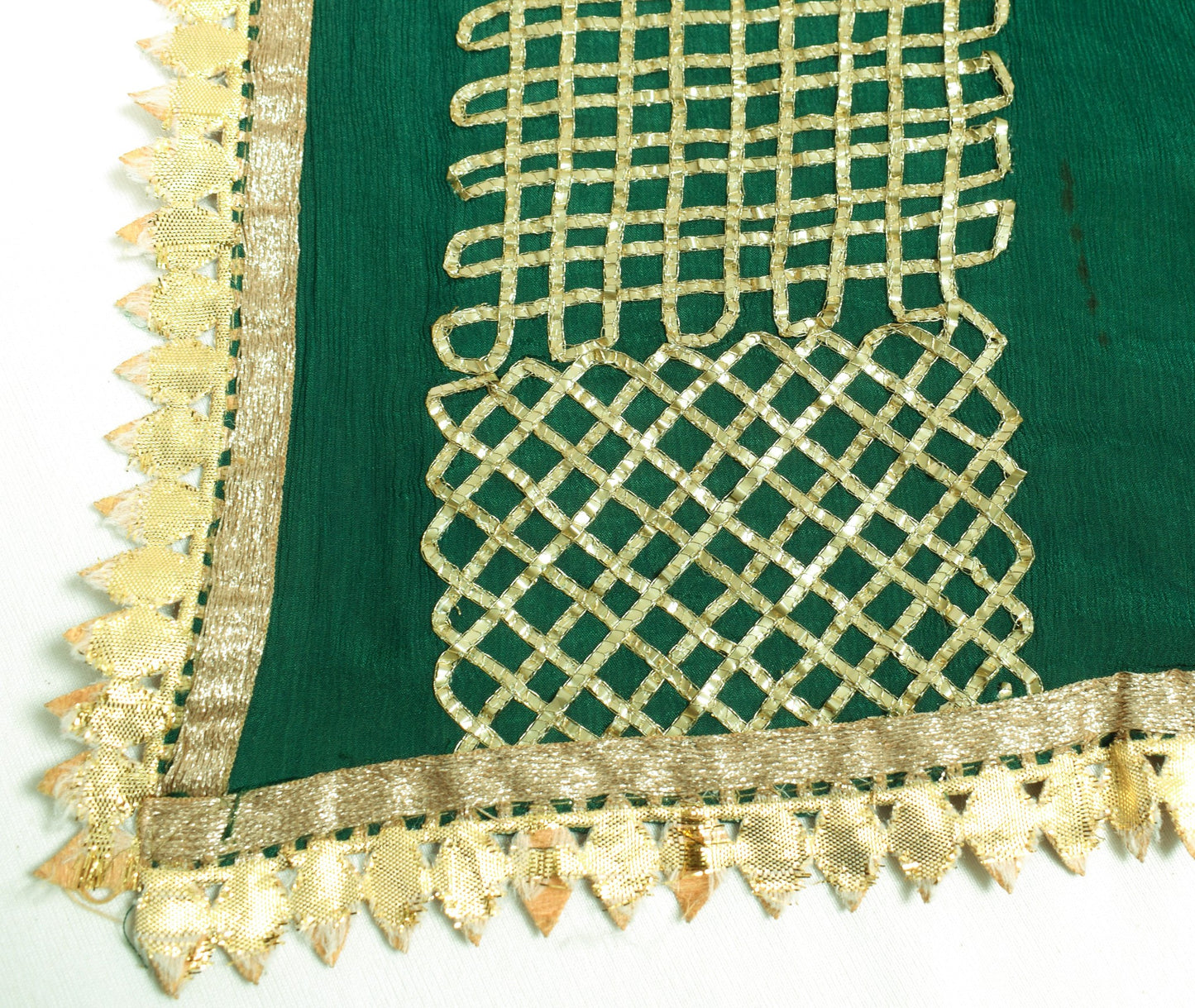 Sushila Vintage Dark Green Dupatta Pure Chiffon Gotta Patti Wedding Long Stole
