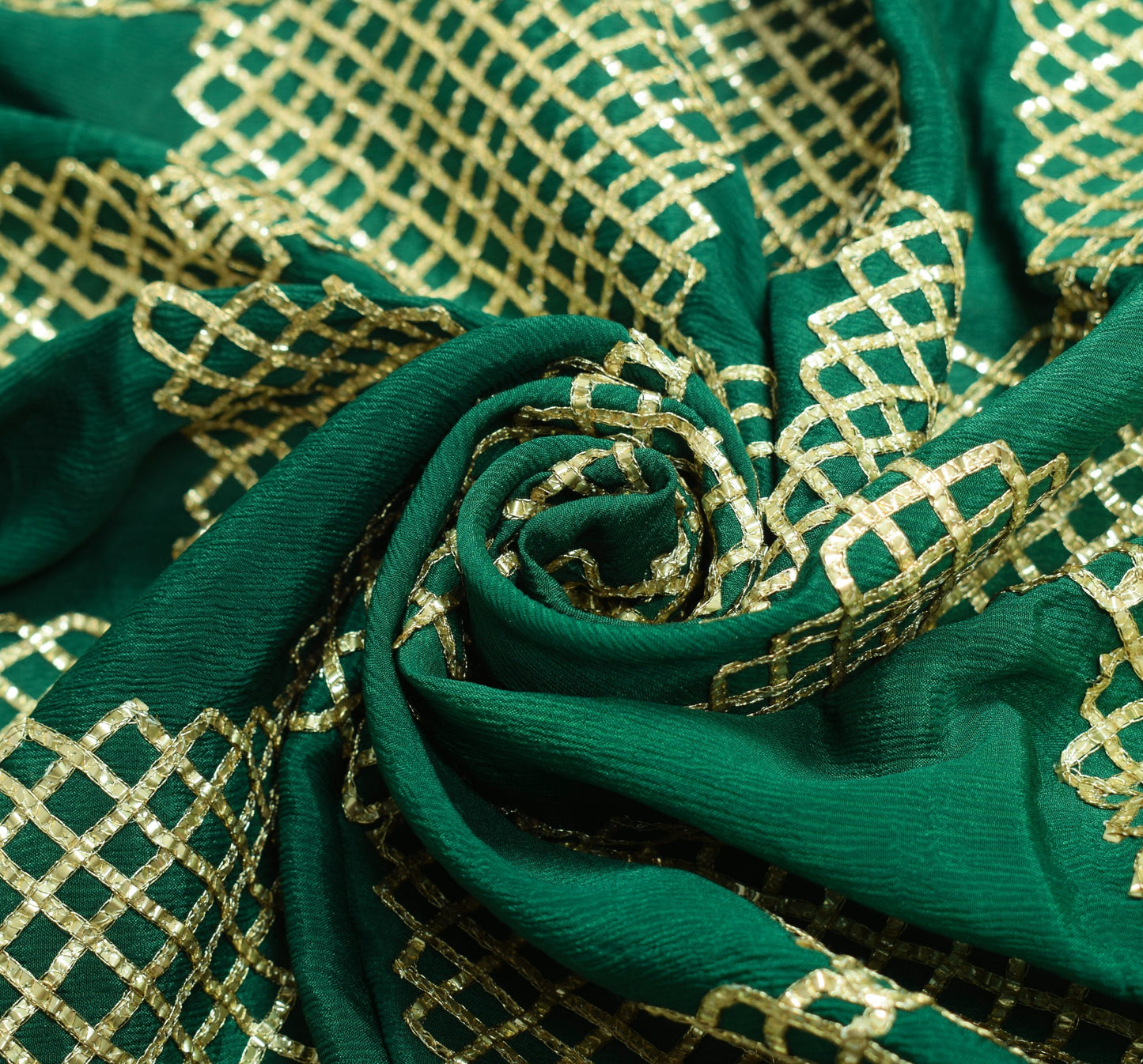 Sushila Vintage Dark Green Dupatta Pure Chiffon Gotta Patti Wedding Long Stole