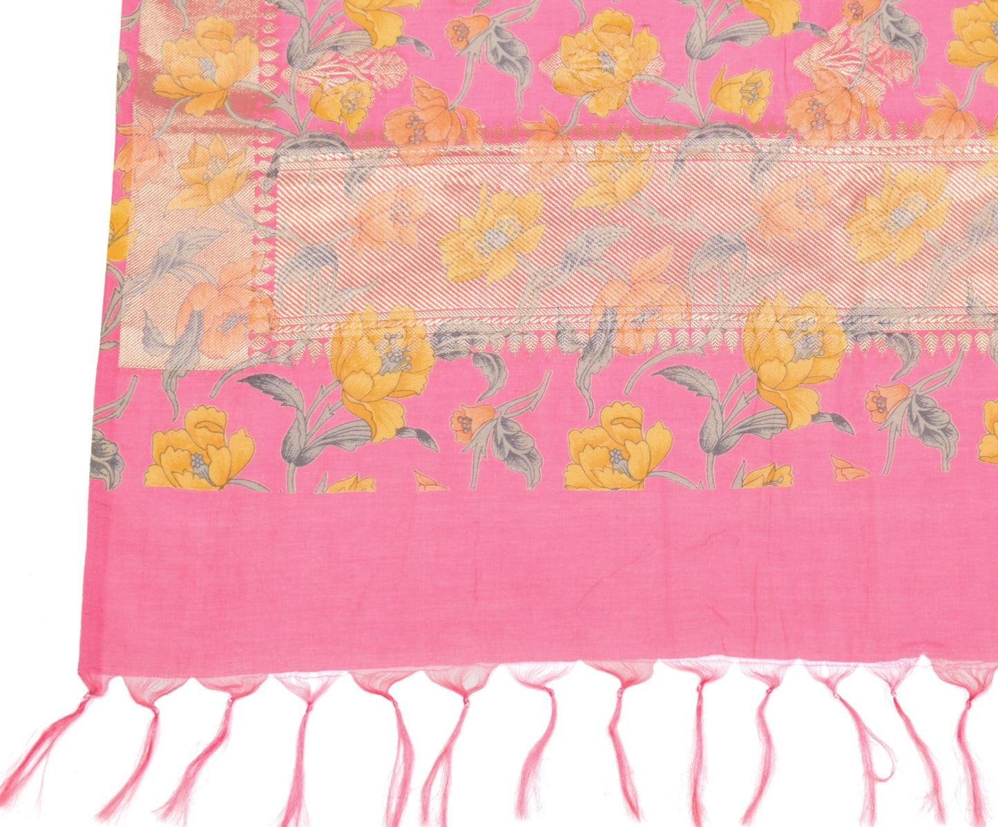 Sushila Vintage Pink Floral Dupatta Woven Printed Pure Cotton Fancy Long Stole
