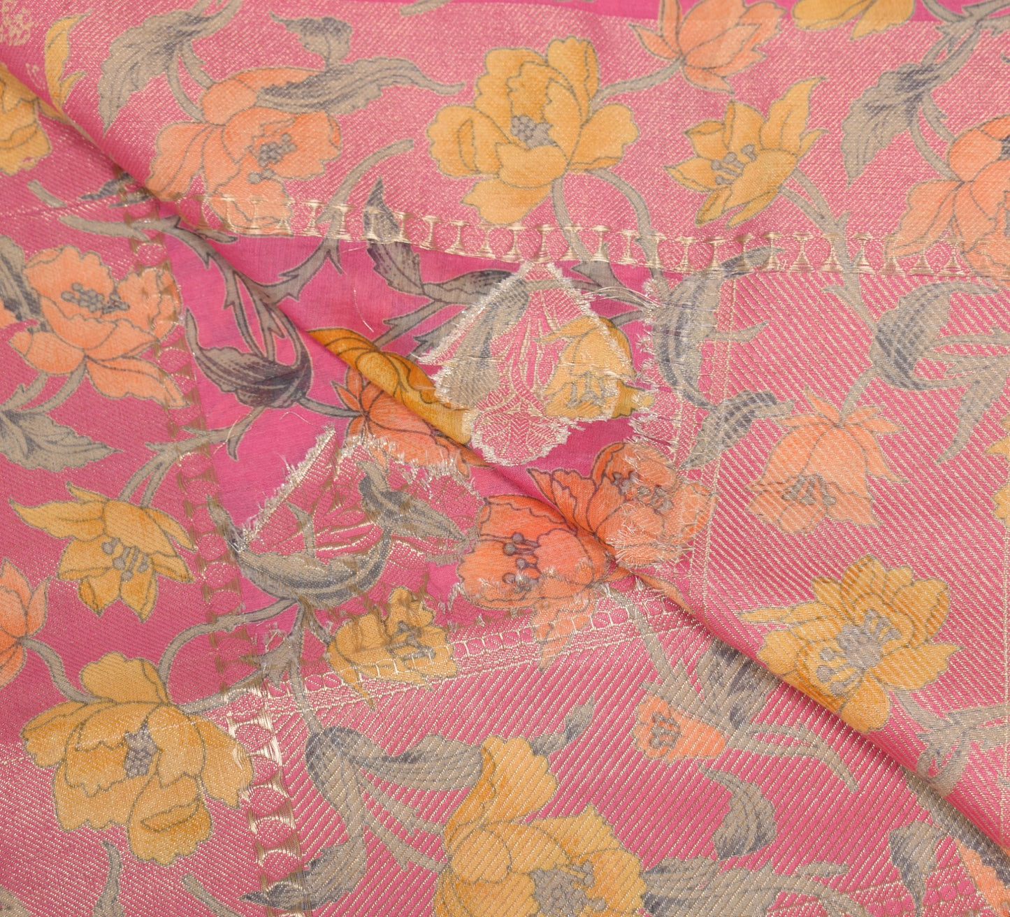 Sushila Vintage Pink Floral Dupatta Woven Printed Pure Cotton Fancy Long Stole