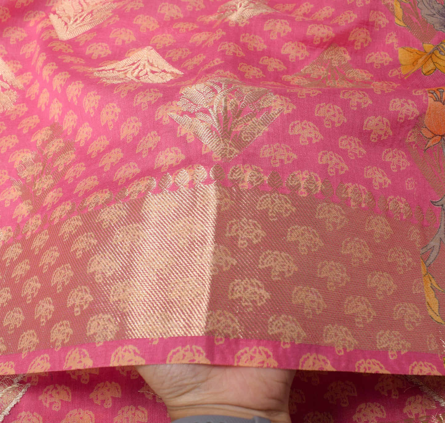 Sushila Vintage Pink Floral Dupatta Woven Printed Pure Cotton Fancy Long Stole