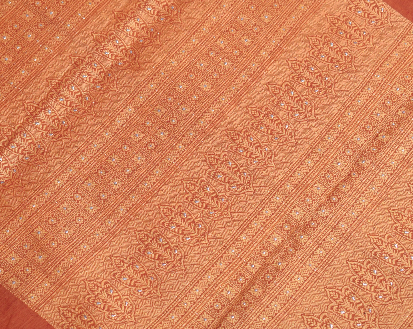 Sushila Vintage Mustard Maroon Dupatta Art Cotton Silk Woven Floral  Long Stole