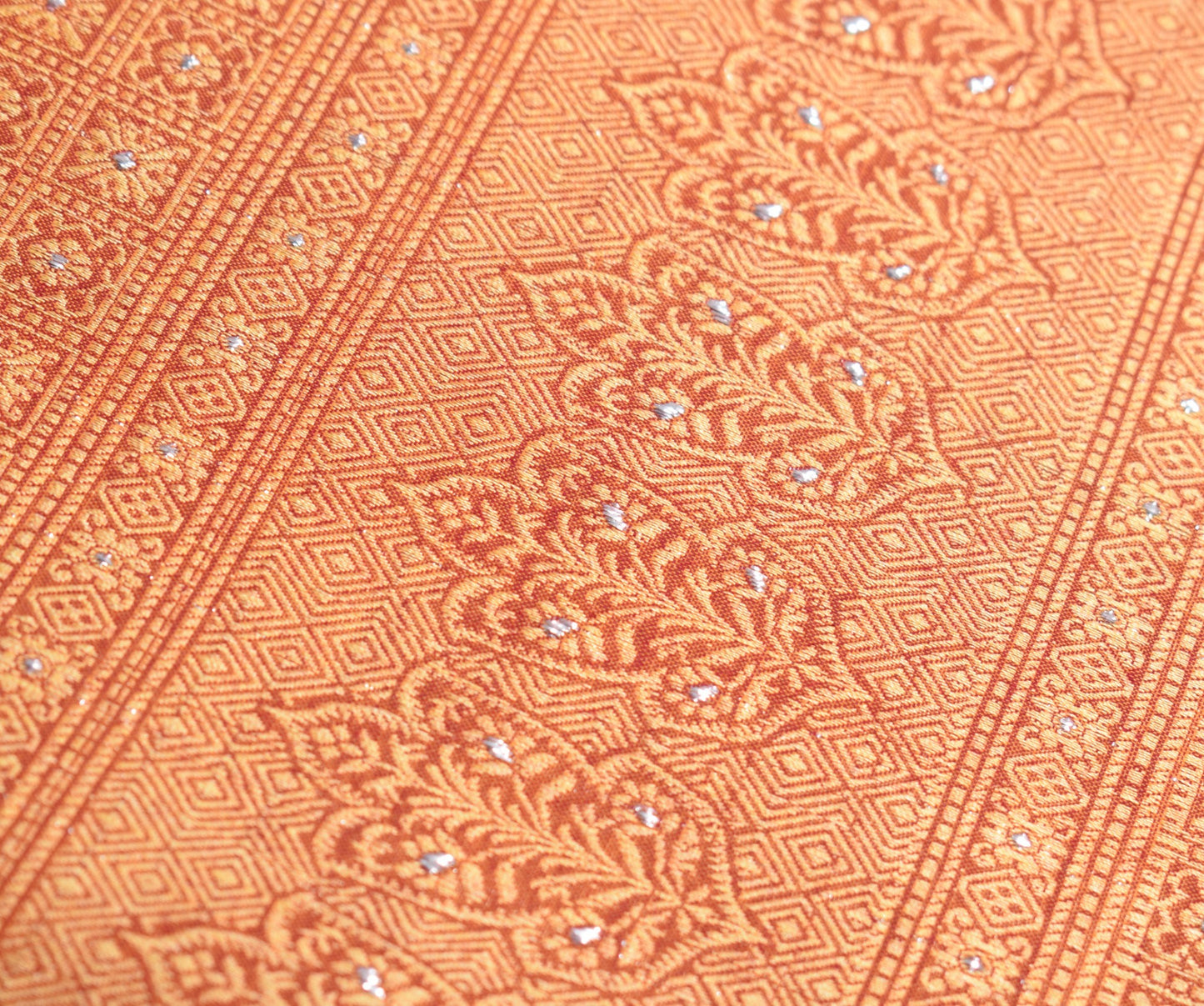 Sushila Vintage Mustard Maroon Dupatta Art Cotton Silk Woven Floral  Long Stole