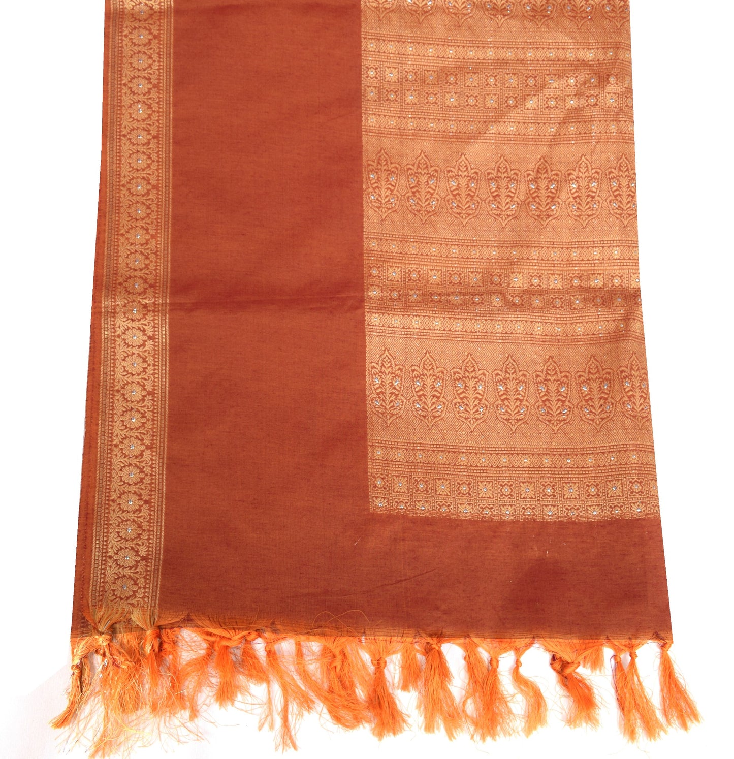 Sushila Vintage Mustard Maroon Dupatta Art Cotton Silk Woven Floral  Long Stole