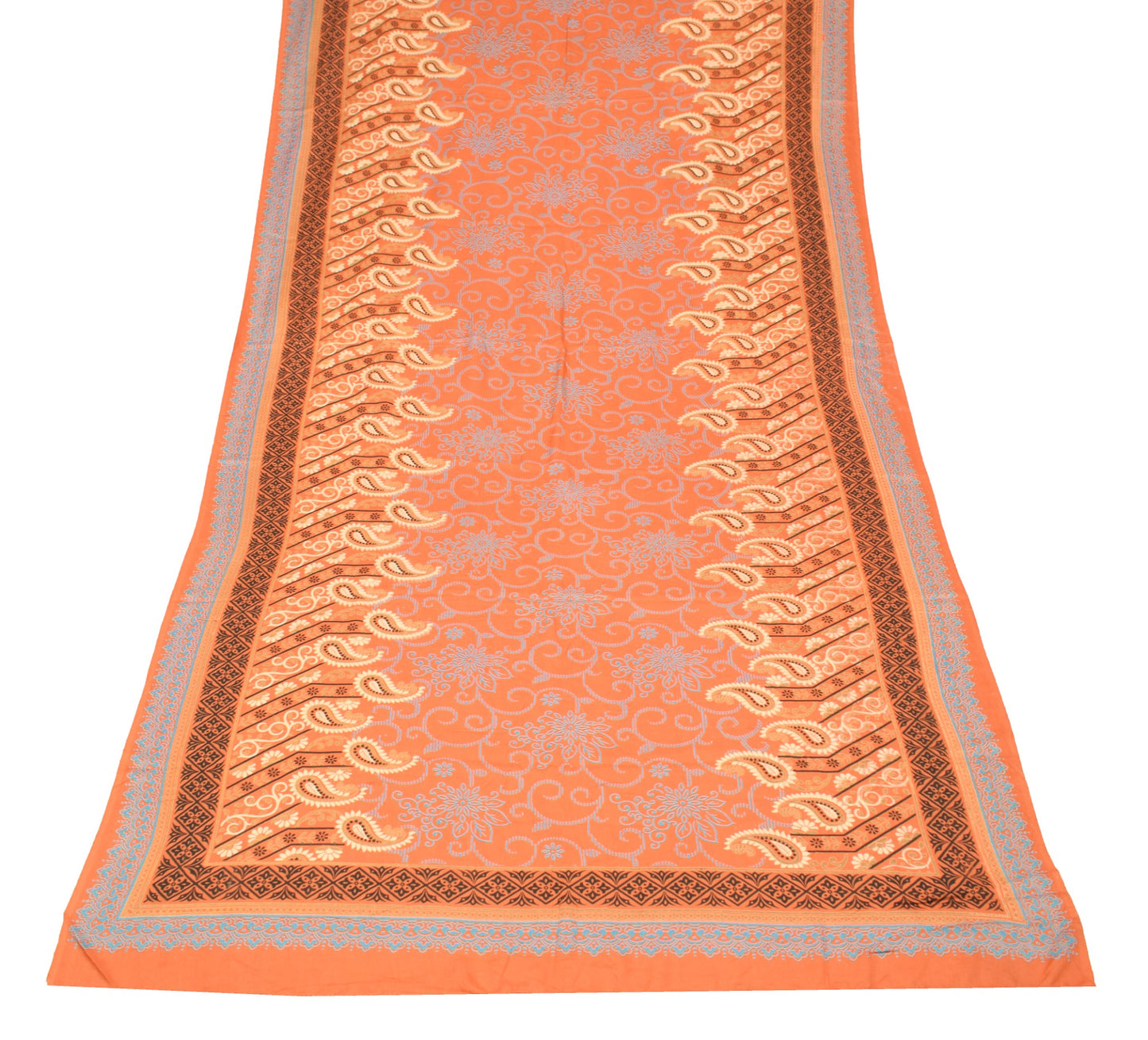 Sushila Vintage Rust Printed Dupatta 100%Pure Cotton Floral Soft Long Stole Wrap