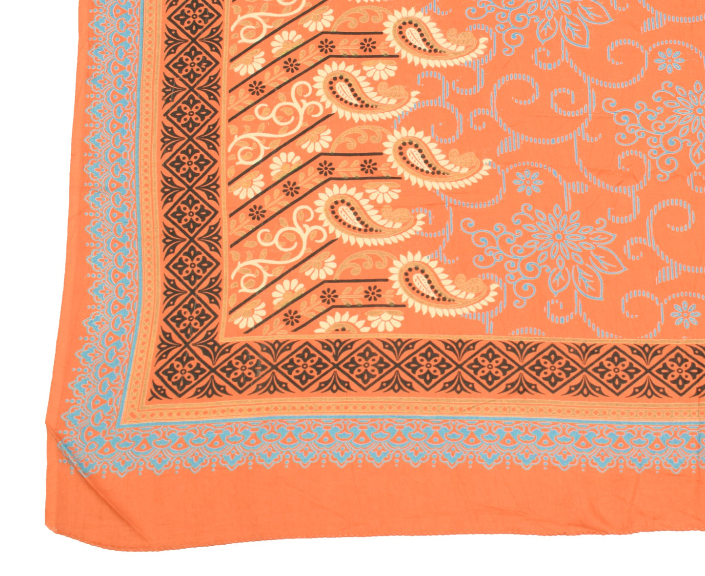 Sushila Vintage Rust Printed Dupatta 100%Pure Cotton Floral Soft Long Stole Wrap