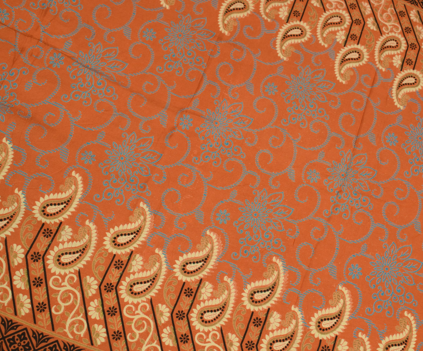 Sushila Vintage Rust Printed Dupatta 100%Pure Cotton Floral Soft Long Stole Wrap