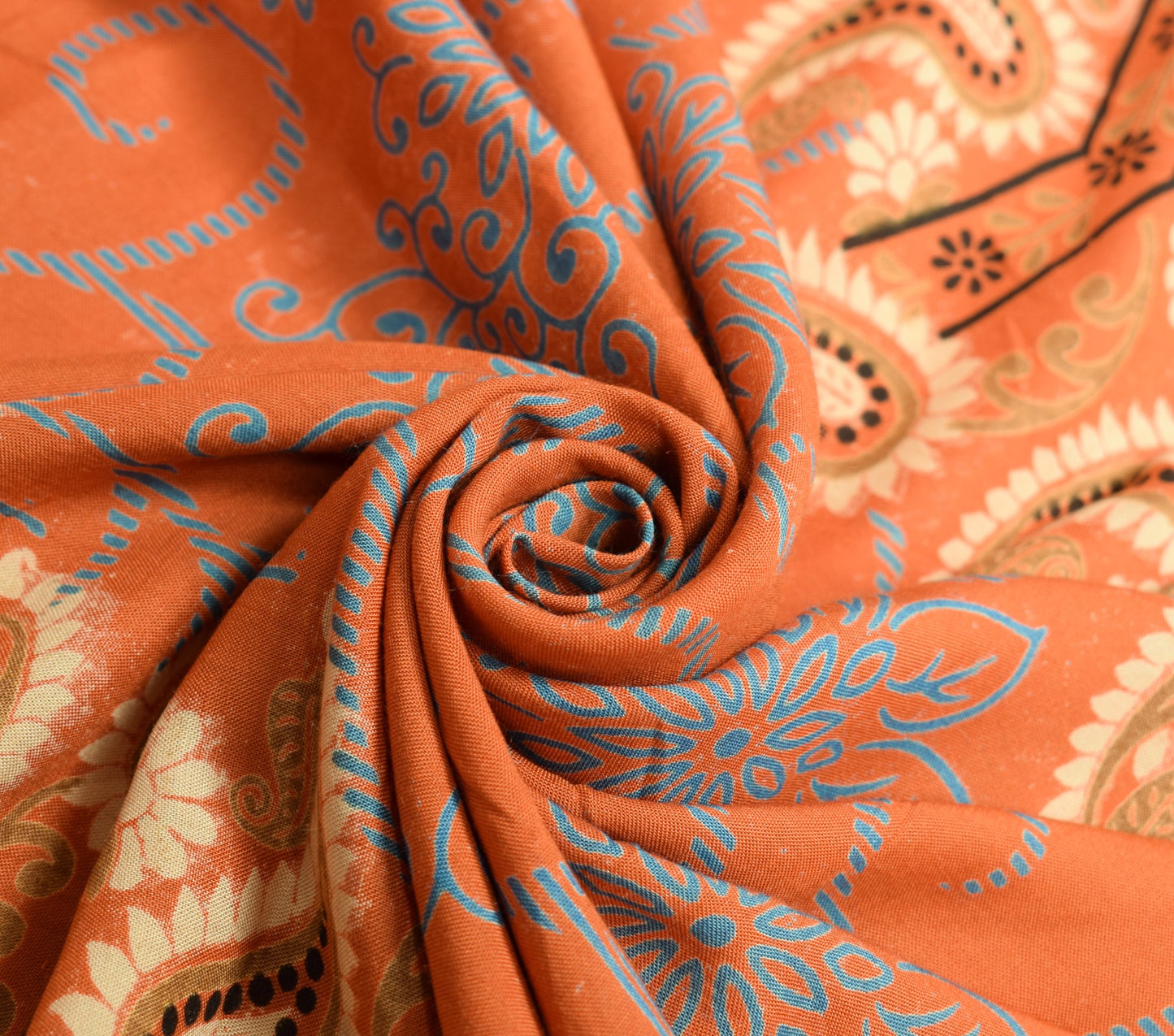 Sushila Vintage Rust Printed Dupatta 100%Pure Cotton Floral Soft Long Stole Wrap